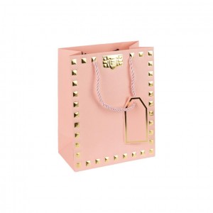 Пакет подарунковий 18х23х10 см із тисненням фольгою PINK HL-1915