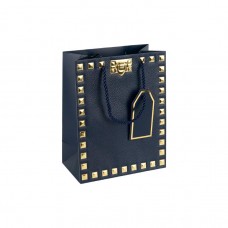 Пакет подарунковий 18х23х10 см із тисненням фольгою DARK BLUE HL-1925