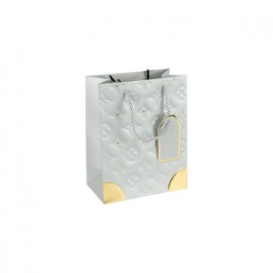 Пакет подарунковий 12х15х7 см з тисненням та золотим декором SILVER HL-1894