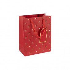 Пакет подарунковий 18х23х10 см з тисненням фольгою "Сердечки" RED HL-1955