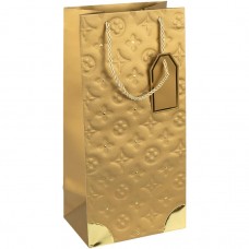 Пакет подарунковий 38х18х13 см із золотим декором "Пляшка" GOLD HL-1883