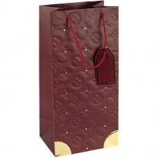 Пакет подарунковий 38х18х13 см з золотим декором "Пляшка" JUJUBE RED HL-1903