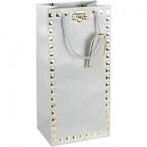 Пакет подарунковий 38х18х13 см із тисненням фольгою "Пляшка" SILVER HL-1933