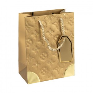 Пакет подарунковий 31х42х12 см з тисненням і золотим декором GOLD HL-1882