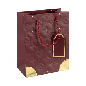 Пакет подарунковий 31х42х12 см з тисненням і золотим декором JUJUBE RED HL-1902