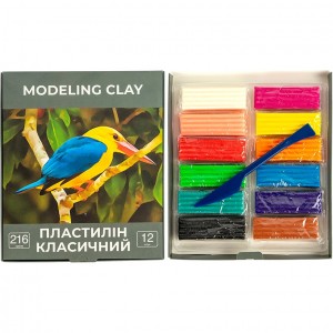 Пластилін 12 кольорів, 216г, стек ЕК41763