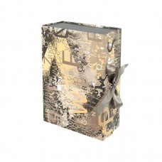 Подарункова коробка 33×25×12 см зі стрічкою та принтом BLACK GOLD HL-220
