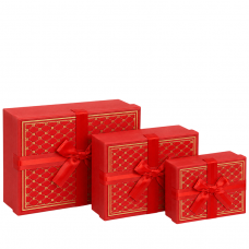 Набір подарункових коробок 3шт прямокутних 7023-54-Red
