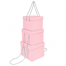 Набір подарункових коробок 3шт квадратних 2218-7-Light Pink Набір подарункових коробок 3шт квадратних 2218-7-Light Pink