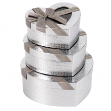 Набір подарункових коробок 3шт у формі серця 8022-58-Silver