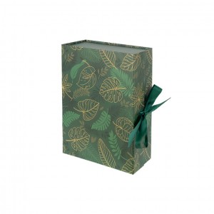 Подарункова коробка 28,2×20,2×9,2 см зі стрічкою та принтом DARK GREEN HL-214
