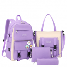 Рюкзак шкільний тканинний 41*30*12см з шопером, сумкою та пеналом BB-591 PURPLE