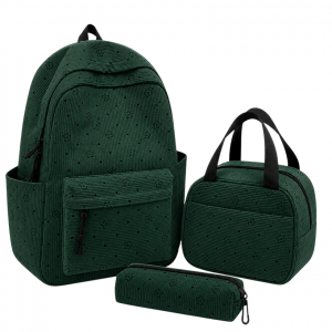 Рюкзак шкільний 41*29*13см із сумкою та пеналом вельветовий BB-60687 GREEN
