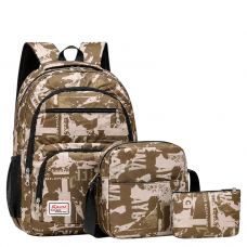 Рюкзак шкільний із сумкою та пеналом BB-0105 KHAKI