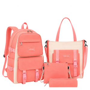 Рюкзак шкільний тканинний 40*29*12см з шопером, сумкою та пеналом BB-1034 PINK