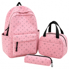 Рюкзак шкільний 41*29*13см із сумкою та пеналом вельветовий BB-60687 PINK