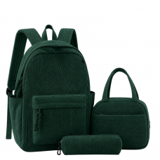 Рюкзак шкільний 41*28*14см із сумкою та пеналом вельветовий BB-60686-2 GREEN
