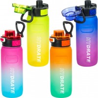 Пляшка для води 800мл з поїльником і кнопкою спортивна 2501