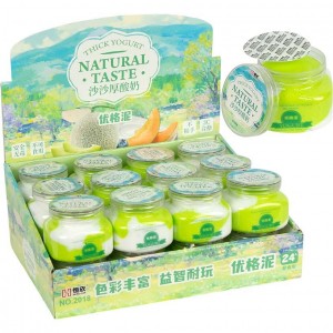 Іграшка-антистрес слайм у банці "Yogurt" 2018-4 (салатовий/білий)