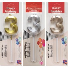 Свічка-цифра "3" 3,8см для торта металік TL-1056 Свічка-цифра "3" 3,8см для торта металік TL-1056